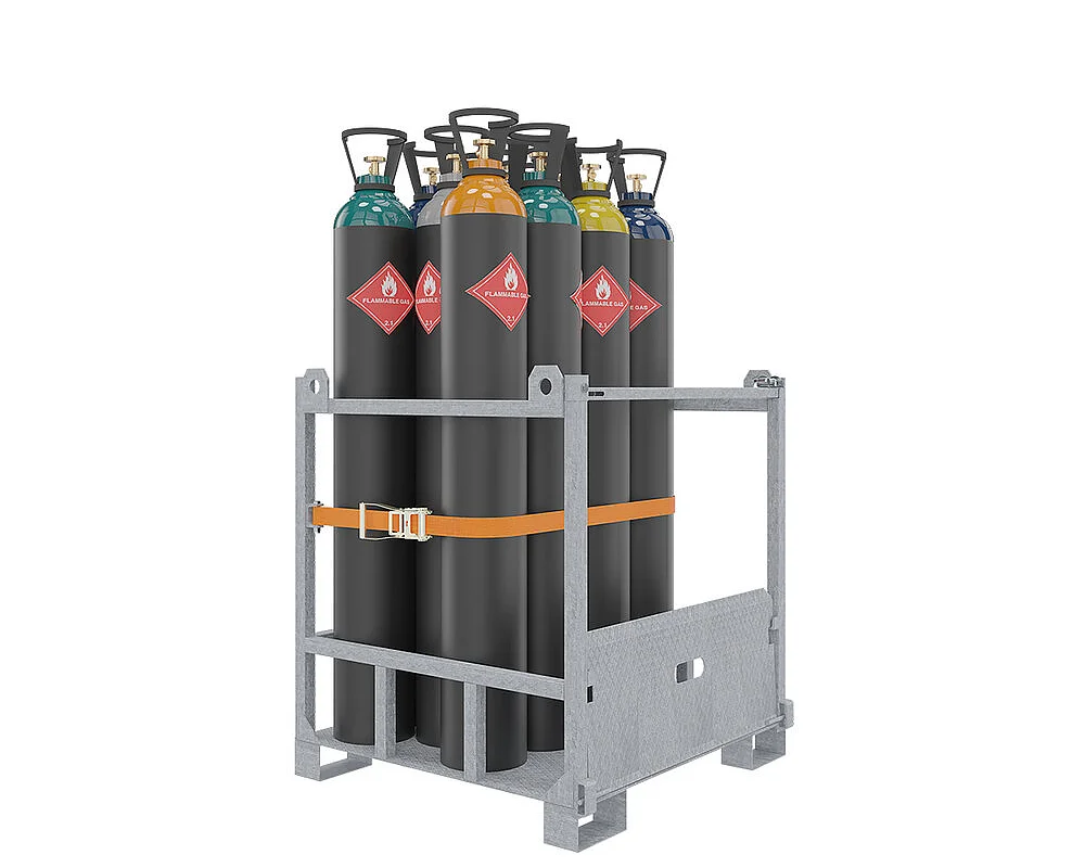 Palette galvanisée pour bouteilles de gaz avec rampe
