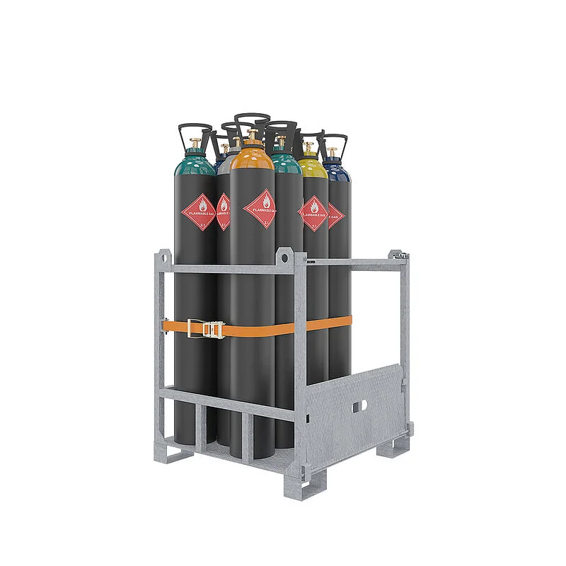 Palette galvanisée pour bouteilles de gaz avec rampe